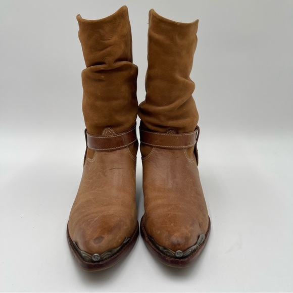 Circle S “Triger” Leather Boots Women’s Sz 7 Vintage Brown Slouchy Western - Picture 7 of 16